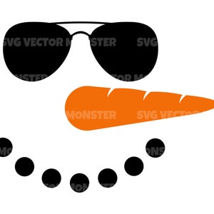 Sneeuwpop gezicht met pilotenzonnebril Svg. Vector gesneden bestand voor Cricut, silhouet, Pdf Png Eps Dxf, sticker, Sticker, Vinyl, Pin