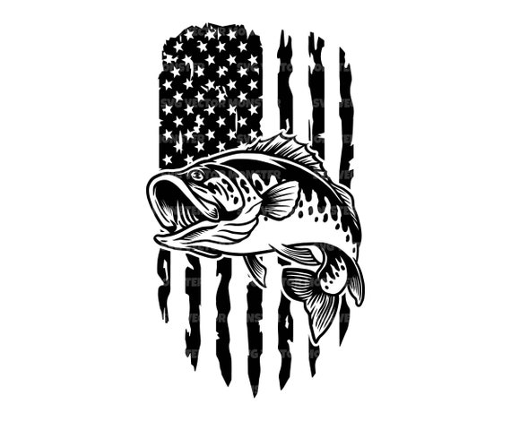 Fish Svg, American Flag Svg, Bass Fishing Svg, Fisherman, Fishing