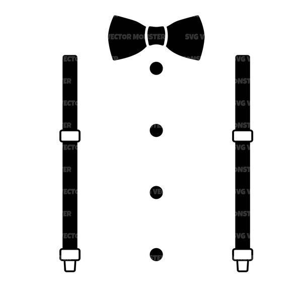 Suspenders Svg, Bow Tie Svg, Baby Onesie Svg, First Birthday. Vector Cut file Cricut, Silhouette, Pdf Png Eps Dxf, Decal, Sticker, Vinyl.