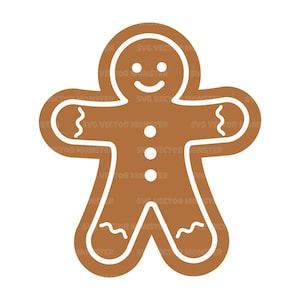 Omino di pane allo zenzero Svg, Biscotto di pan di zenzero Svg, Natale Svg. File di taglio vettoriale Cricut, Silhouette, Pdf Png Eps Dxf, Decalcomania, Adesivo, Vinile, Pin