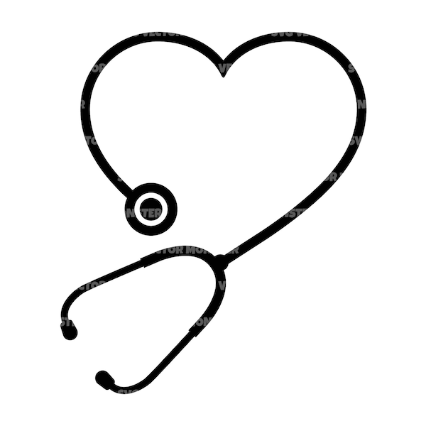 Heart Stethoscope Svg, Nurse Life Svg, Doctor Svg, Medical Student. Vector Cut file Cricut, Silhouette, Pdf Png Eps Dxf, Sticker, Stencil.