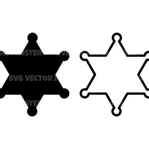 May include: Two black and white five-pointed star shapes. One star is filled in black, the other is an outline.