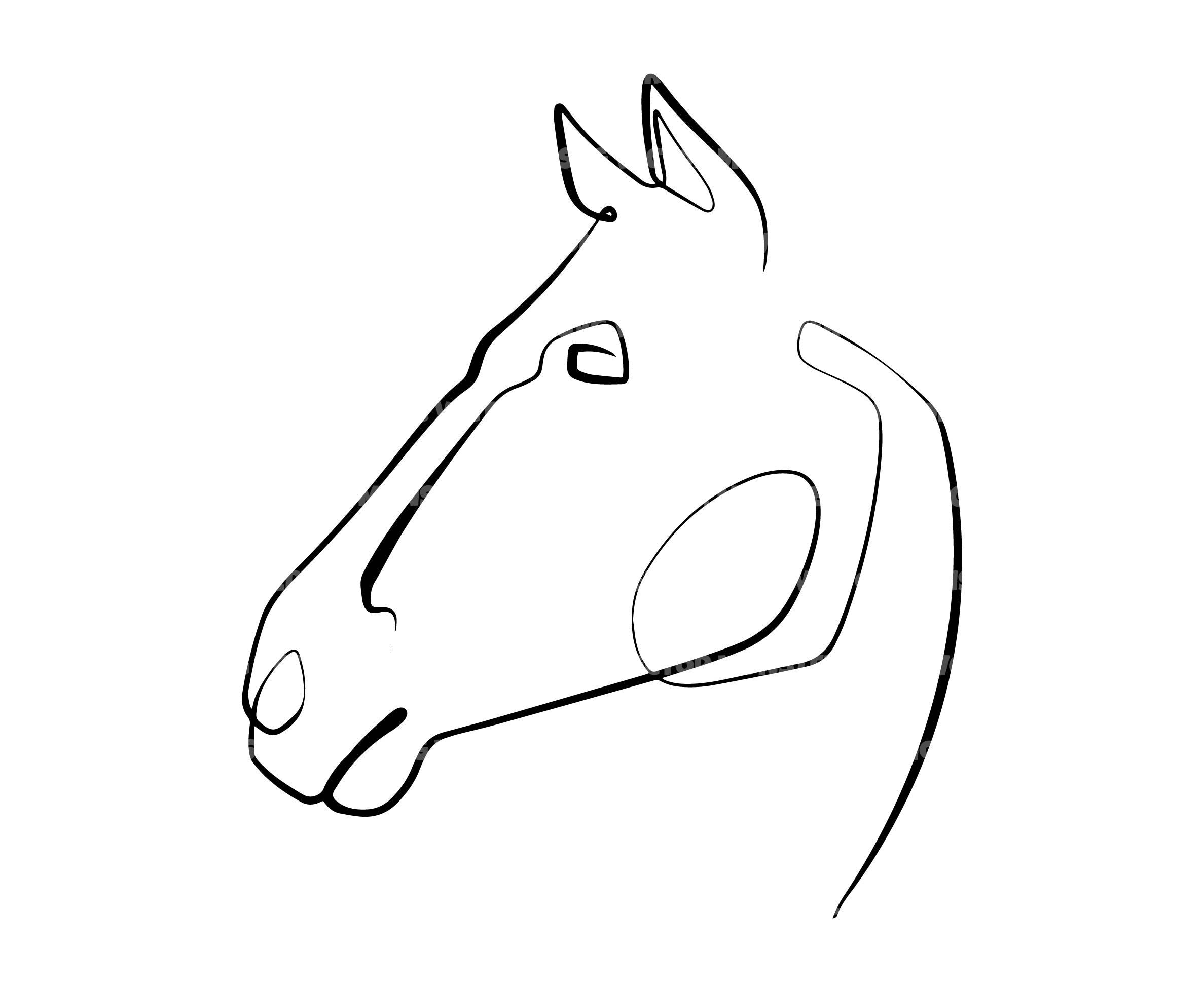 Line art Horse Head Svg, One line Horse Svg, Continuous Line Horse Drawing. Vector Cut file for Cricut, Silhouette, Pdf Png Dxf.