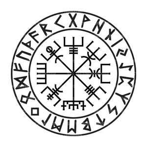 Vegvisir Svg, Viking Compass Svg, Runes Viking, Valhalla, Symbole nordique. Fichier de coupe vectorielle Cricut, Silhouette, Pdf Png Dxf.