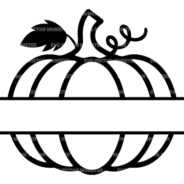 Pumpkin Split Monogram Svg, Happy Halloween, Thanksgiving, Pumpkin Split Name Frame. Vector Cut file Cricut, Silhouette, Pdf Png Eps Dxf.
