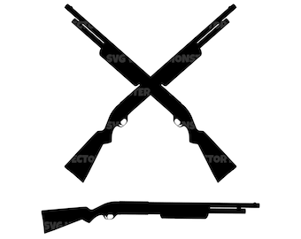 Crossed Shotgun Rifle Svg. Vector Cut file for Cricut, Silhouette, Pdf Png Eps Dxf, Decal, Sticker, Vinyl, Pin