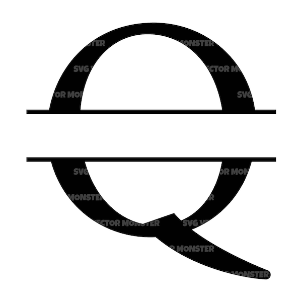 Uppercase Q Letter Split Monogram Svg, Alphabet Split Name Frame, Split Font Monogram. Vector Cut file Cricut, Silhouette, Pdf Png Eps Dxf.
