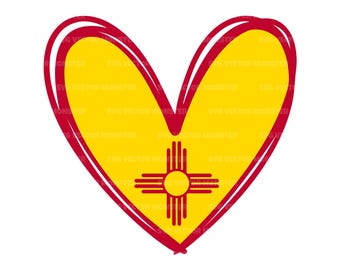 New Mexico Zia Sun Svg, Zia Sun Png, New Mexico Flag, Heart Svg. Vector Cut file Cricut, Silhouette, Pdf Png Dxf.