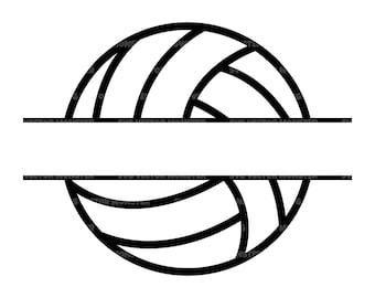 Volleyball Split Monogram Svg, Volleyball Name Frame Svg. Vector Cut file Cricut, Silhouette, Pdf Png, Dxf, Decal, Sticker, Stencil, Vinyl.