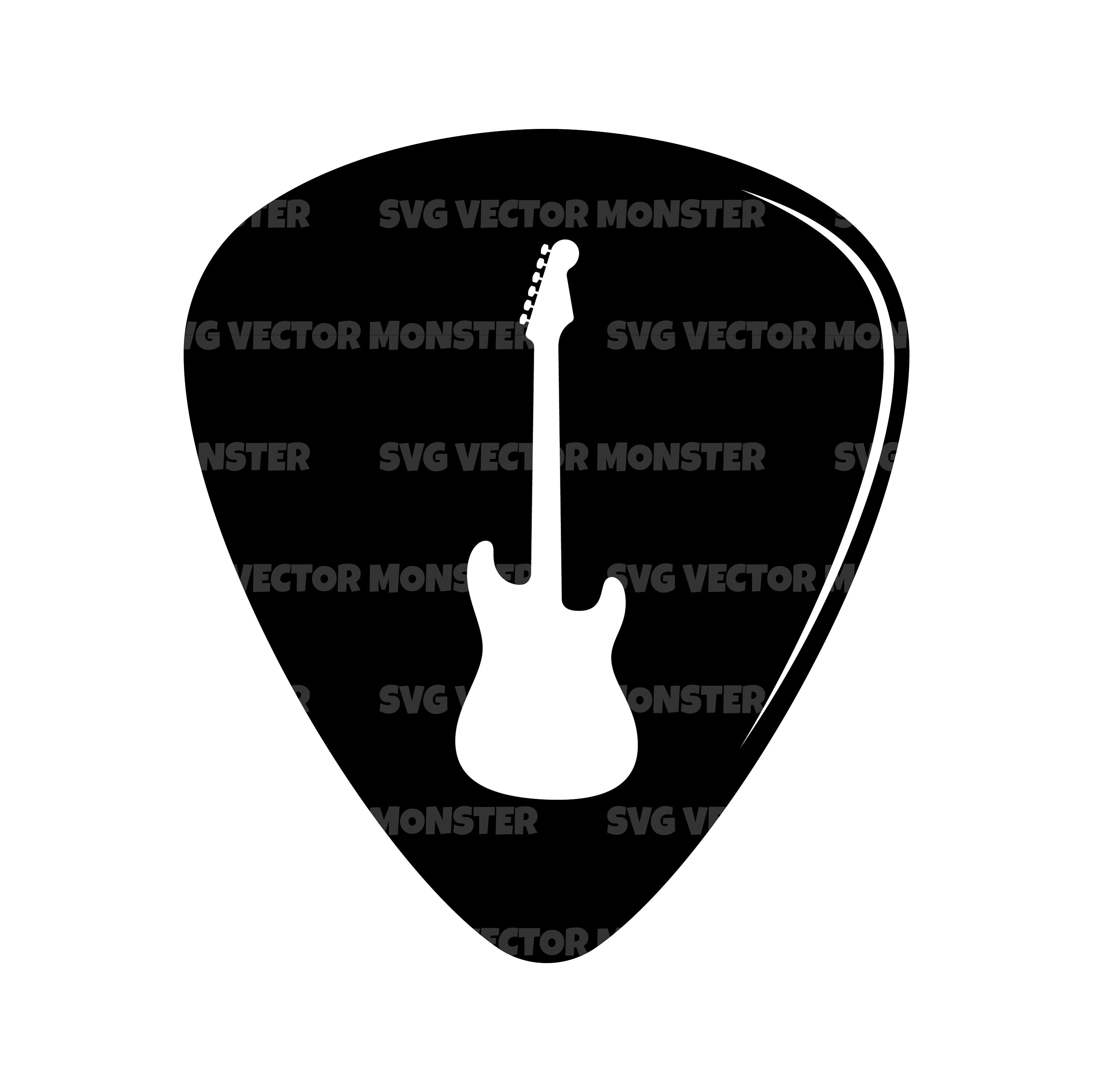 Electric Guitar on Guitar Pick Svg. Vector Cut file for Etsy