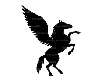 ペガサス SVG、空飛ぶ馬 SVG、跳ね馬 SVG。Cricut、シルエット