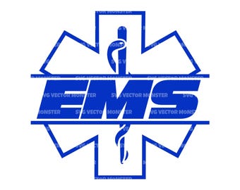 Ems Svg, Estrela da Vida Svg, Clipart de Paramédico, EMT, Placa de Serviços Médicos de Emergência. Arquivo de corte vetorial Cricut, Clipart, PDF, PNG e DXF.
