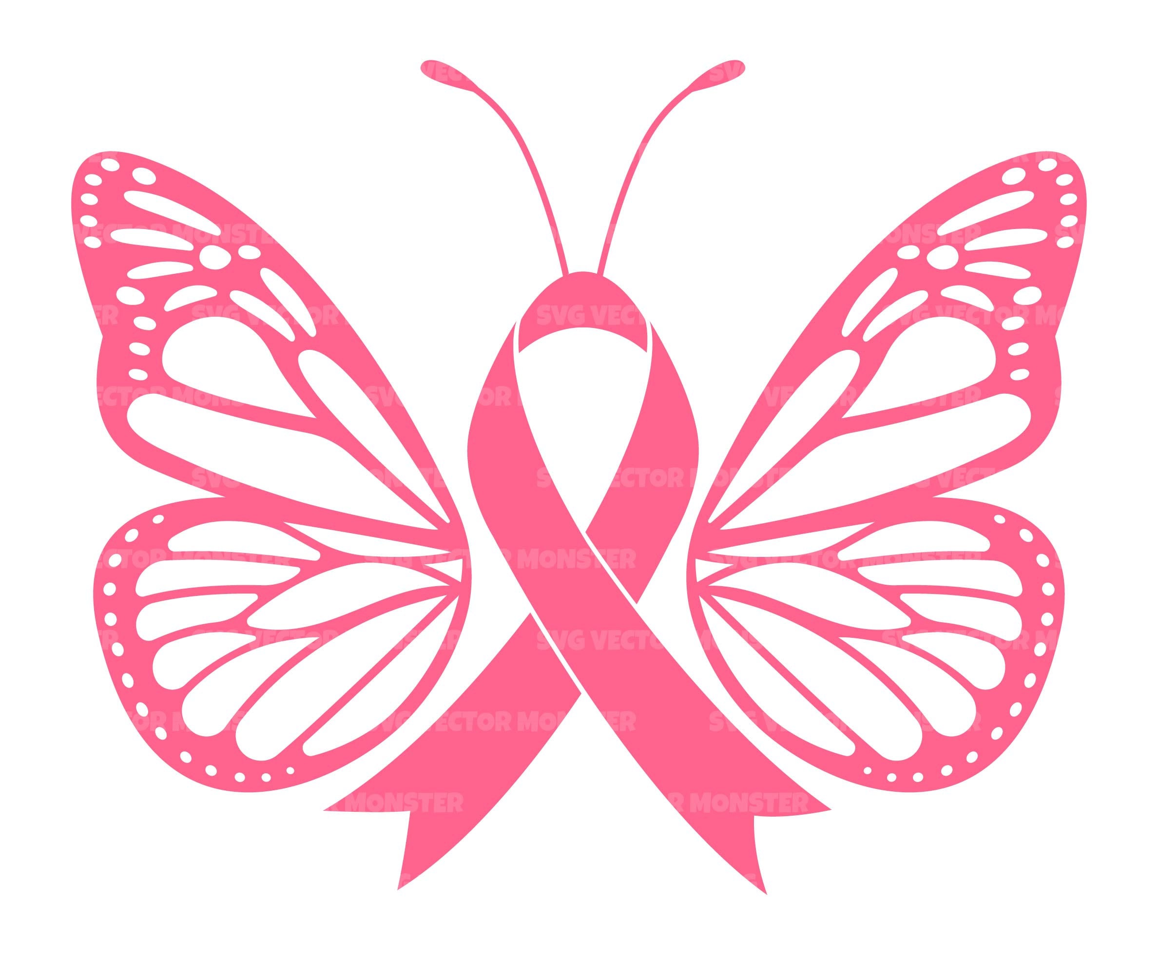Pink Ribbon Butterfly Svg. Breast Cancer Awareness Fight - Etsy