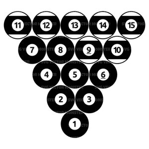 Biljart Svg, 8 Ball Pool Svg, Biljartballen Png, Snooker Svg. Vector gesneden bestand Cricut, silhouet, Pdf Png Dxf, sticker, sticker.
