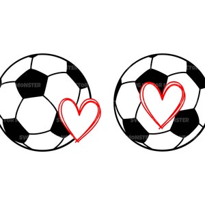 Ballon de football SVG, Coeur dessiné à la main SVG, Football SVG. Fichier de coupe vectorielle pour Cricut, Silhouette, Pdf Png Eps Dxf, Décalcomanie, Autocollant, Vinyle, Pin.