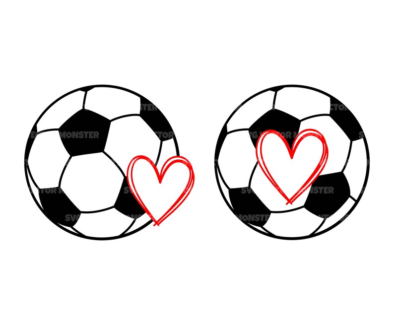Soccer Ball Svg, Hand Drawn Heart Svg, Football Svg. Vector Cut file for Cricut, Silhouette, Pdf Png Eps Dxf, Decal, Sticker, Vinyl, Pin. image 1
