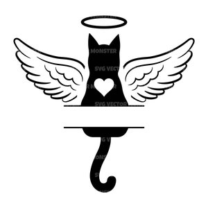 Pet Cat Memorial Svg, Pet Loss Svg, Split Name Frame Monogram. Vector Cut file Cricut, Silhouette, Pdf Png Eps Dxf, Decal, Sticker, Vinyl.
