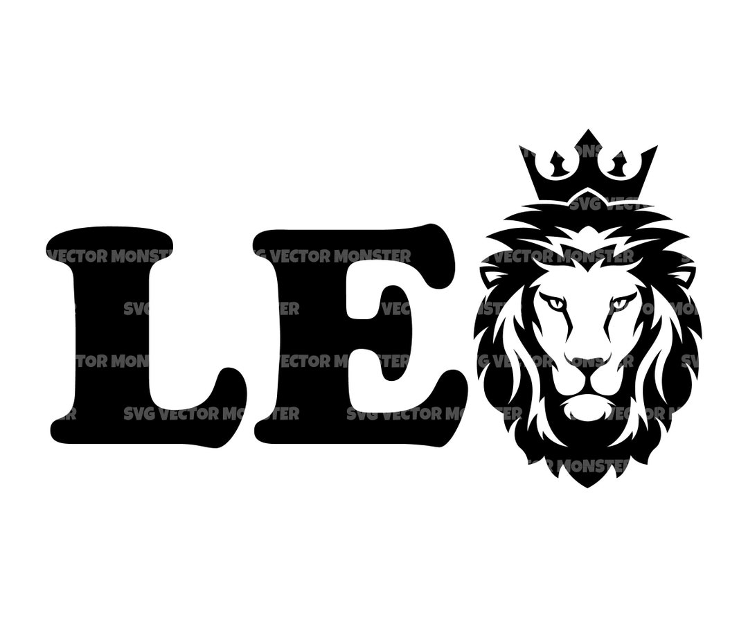 Leo Svg, Crowned Lion Svg, Zodiac, Horoscope. Vector Cut File for Cricut, Silhouette, Pdf Png