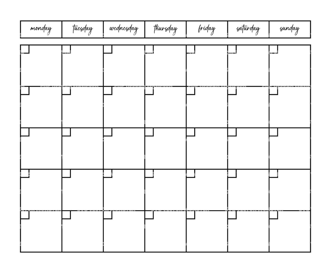 Weekly Planner Template Svg Blank Weekly Calendar Svg - Etsy