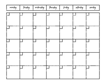 Weekly Planner Template Svg, Blank Weekly Calendar Svg, Calendar Svg, Teacher Planner. Vector Cut file Cricut, Silhouette, Pdf Png Eps Dxf.