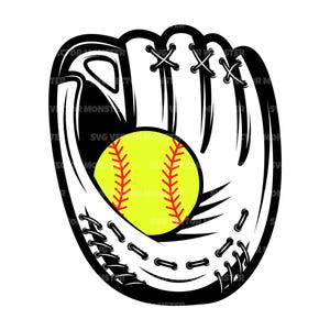Softball Svg, Glove Svg, Softball Clipart. Vector Cut file Cricut, Silhouette, Pdf Png Dxf.