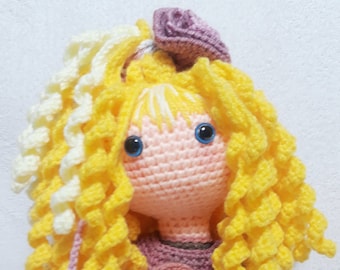 LEA - Art Doll Crochet Doll Amigurumi, Handmade Stuffed Girl with many accessories, Gift for Girl of all ages, Collectible Doll