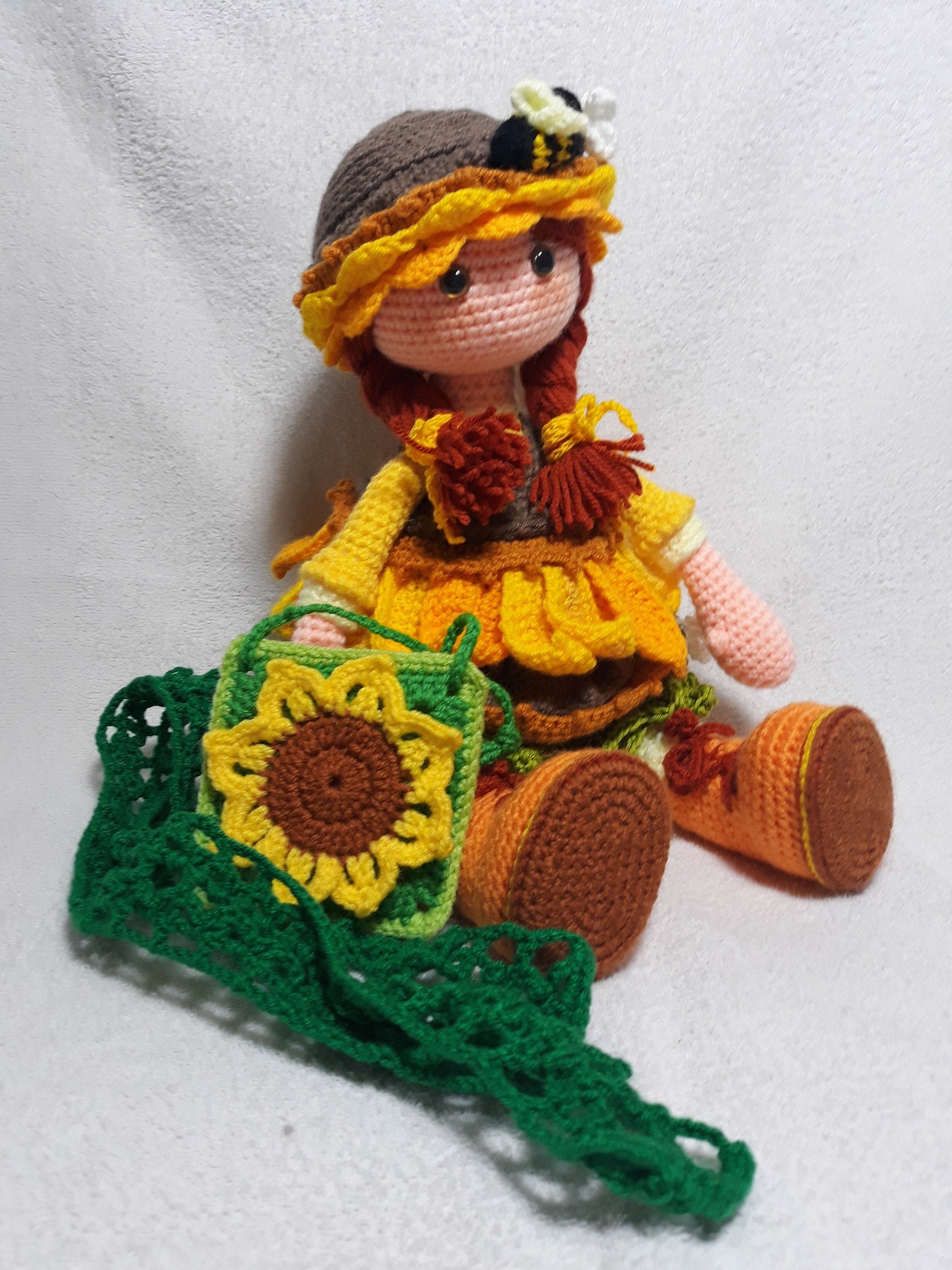SUNFLOWER Art Doll Crochet Doll Amigurumi Handmade Stuffed | Etsy