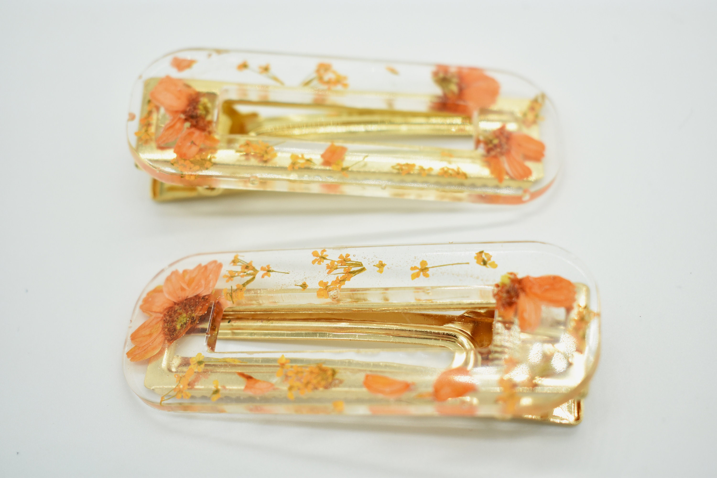 Custom Dried Flower Resin Hair Clip/Barrette 2 Pcs Etsy