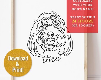 Personalized Doodle Dog Line Art Print: Custom Pet Portrait (Digital Download), Goldendoodle, Labradoodle, Bernedoodle, Sheepadoodle