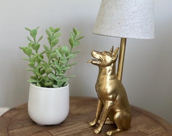 Belgian Malinois Shepherd Accent Lamp: Whimsical Statement Piece, Place Anywhere, Cordless + Rechargeable