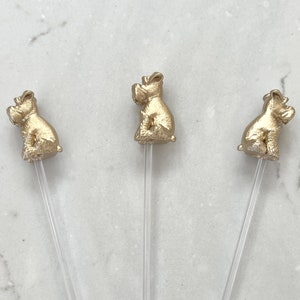 Mini Schnauzer Drink Stirrers: Metallic Gold Party Favors (Set of 4)