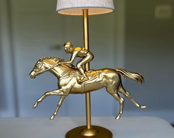 Lampe cheval et jockey, décoration d'événement, décoration intérieure, présentoir : sans fil + rechargeable, options de triple couronne/guirlande