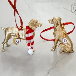 Weimaraner / Pointer  / GSP Ornament: Personalize with Festive Scarf, Letter Charm or Angel Wing