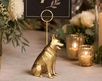 Husky Card / Photo Holder: Wedding Table | Place Setting | Photo Display | Dog Lover Gift