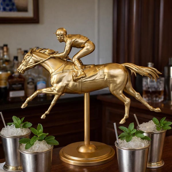 Kentucky Derby paard en jockey tafeldecoratie, feest- of evenementdecoratie, tafelpresentatie