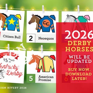 2026 Kentucky Derby Banner, OFFICIAL HORSES, Derby Party Decoration, Available April 25 After Horses Announced, Buy NOW, download later!