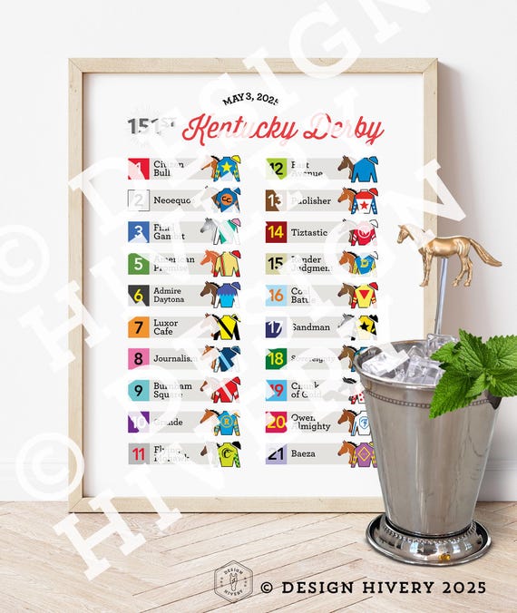 2026 Kentucky Derby Poster, OFFICIAL HORSES, Derby Party Decoration, Available April 25 After Horses Announced, Buy now, download later!