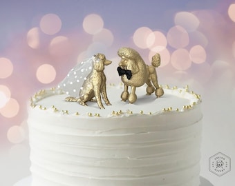 Poodle Cake Topper: Gold Wedding & Birthday Decor