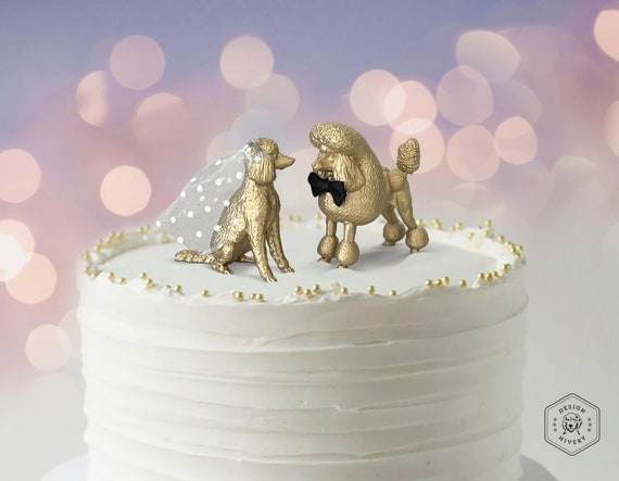 Poodle Cake Topper: Gold Wedding Birthday Decor