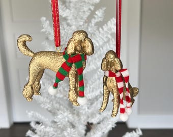 Pudel Ornament: Sommer oder Continental Clip, Personalisieren mit Schal, Buchstaben Charm oder Engelsflügel