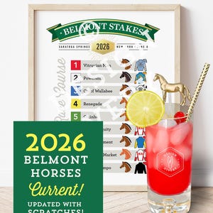 2026 Belmont Stakes Poster, Party Decoration, Official Horse List, Betting Reference for Party Guests (Digital Download)