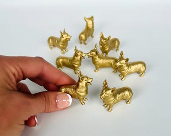 Metallic Corgi Figures: Party Decor, Cake Toppers - Set of 4