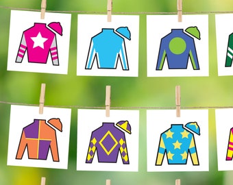 Bannière Jockey Silks : décoration de fête Belmont Stakes (téléchargement numérique)