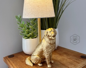 Lampe de table bouvier bernois : or peint à la main, sans fil + rechargeable