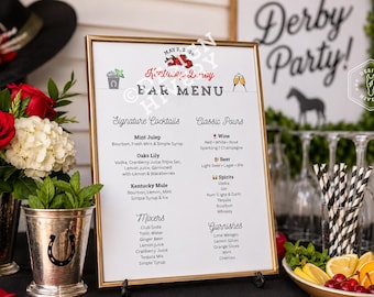 Modèle de menu Kentucky Derby Drink Bar : personnalisation, lien Canva inclus (téléchargement numérique)