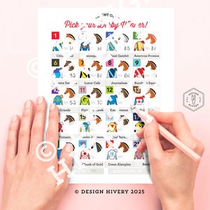 2025年ダービー競馬オッズベッティングシート、5月3日現在、オッズ記入、競馬、騎手シルク、デジタルダウンロード、印刷、ダービーベッティングゲーム