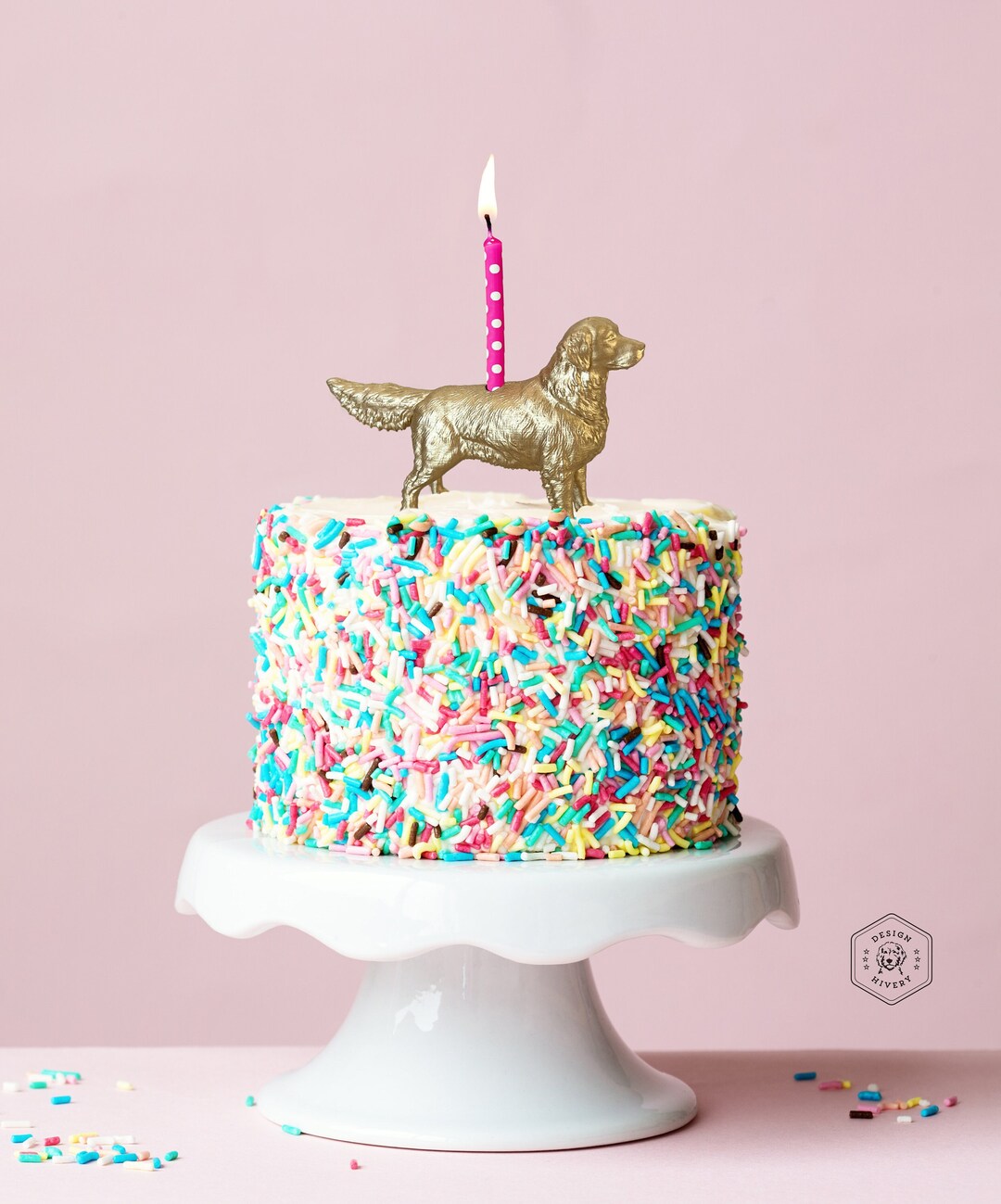 Tortenaufleger Geburtstag 'Goldener Retriever mit Blume'