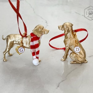 Ornamento Vizsla / Cane da caccia / Regalo ornamentale - Aggiungi sciarpa, ciondolo con lettera e/o ala d'angelo