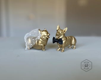 Décorations de gâteau Corgi : ensemble des mariés en option, gâteau de mariage/anniversaire, souvenir