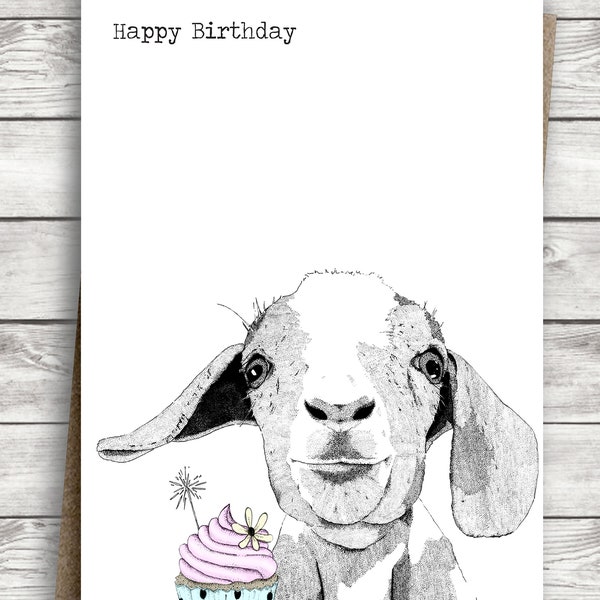 Goat Birthday Card - Animal Birthday Card - Cute Birthday Card